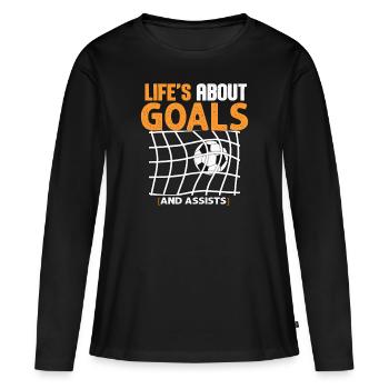 La vie est faite de buts et de passes décisives Football de futbol - T-shirt manches longues Premium bio Femme - noir - Devant - Julia (174cm)