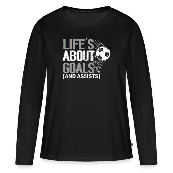 La vie est faite de buts et de passes décisives Football de futbol - T-shirt manches longues Premium bio Femme - noir - Devant - Julia (174cm)