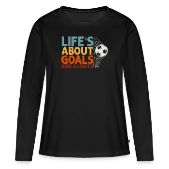 La vie est faite de buts et de passes décisives Football de futbol - T-shirt manches longues Premium bio Femme - noir - Devant - Julia (174cm)