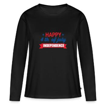 Joyeux 4 juillet Indépendance - T-shirt manches longues Premium bio Femme - noir - Devant - Julia (174cm)