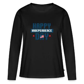 Joyeux Jour de l’indépendance - T-shirt manches longues Premium bio Femme - noir - Devant - Julia (174cm)