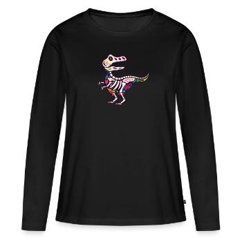 T Rex - T-shirt manches longues Premium bio Femme - noir - Devant - Julia (174cm)