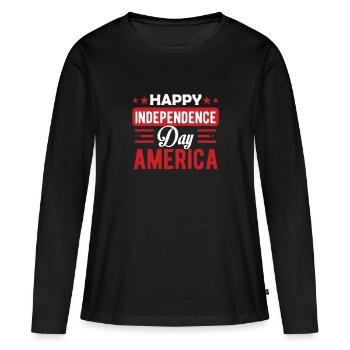 Bonne fête de l’indépendance Amérique - T-shirt manches longues Premium bio Femme - noir - Devant - Julia (174cm)