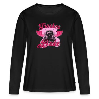 Trucker Babe Trucking Art pour les femmes conductrices de camion - T-shirt manches longues Premium bio Femme - noir - Devant - Julia (174cm)