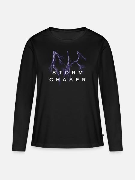 Sturmjäger Tornadojäger Unwetter - Frauen Premium Bio Langarmshirt - Schwarz