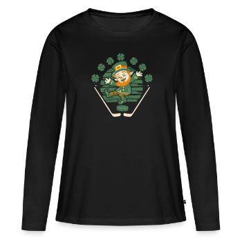 Kobold Hockey sur gazon Hockey sur gazon Drôle St Patrick’s Day - T-shirt manches longues Premium bio Femme - noir - Devant - Julia (174cm)
