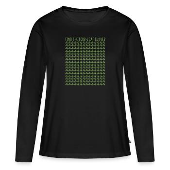 Trouvez le puzzle de trèfle à quatre feuilles St - T-shirt manches longues Premium bio Femme - noir - Devant - Julia (174cm)