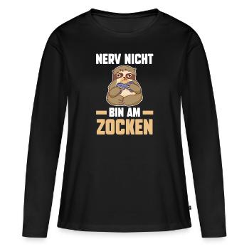 Nerv Nicht Bin Am Zocken - Frauen Premium Bio Langarmshirt - Schwarz - Vorne - Julia (174cm)