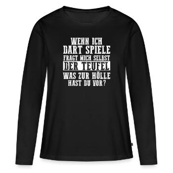 Dart Dartsspieler Darts - Frauen Premium Bio Langarmshirt - Schwarz - Vorne - Julia (174cm)
