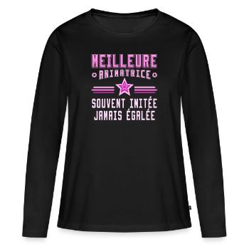 Meilleur animateur du monde - T-shirt manches longues Premium bio Femme - noir - Devant - Julia (174cm)