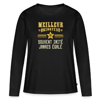 Meilleur animateur du monde - T-shirt manches longues Premium bio Femme - noir - Devant - Julia (174cm)