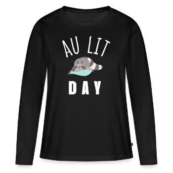 au lit day - T-shirt manches longues Premium bio Femme - noir - Devant - Julia (174cm)