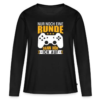 Nur noch eine Runde, dann höre ich auf - Frauen Premium Bio Langarmshirt - Schwarz - Vorne - Julia (174cm)
