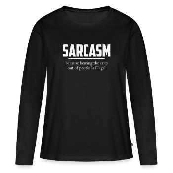 BATTRE EST UN SARCASTIQUE ILLÉGAL - T-shirt manches longues Premium bio Femme - noir - Devant - Julia (174cm)