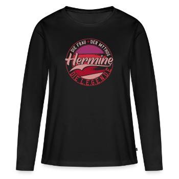 Die frau der Mythos die Legende Hermine - Frauen Premium Bio Langarmshirt - Schwarz - Vorne - Julia (174cm)