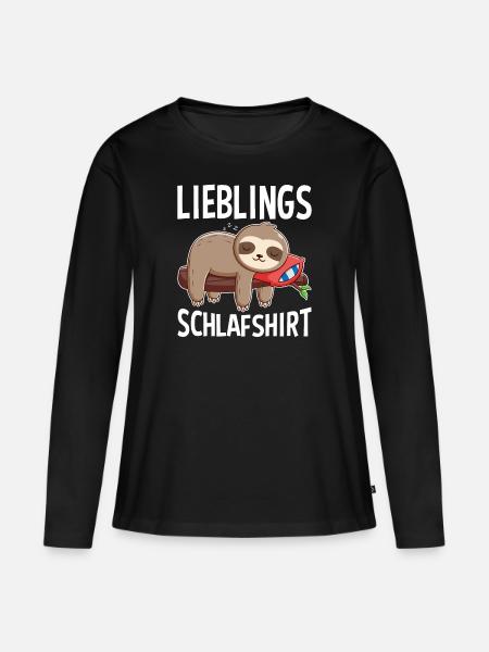 Lieblings Schlafshirt - Frauen Premium Bio Langarmshirt - Schwarz
