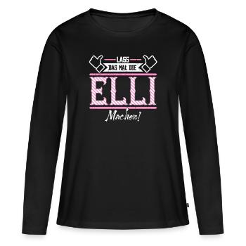 Elli Geschenkidee Geschenk Geburtstag - Frauen Premium Bio Langarmshirt - Schwarz - Vorne - Julia (174cm)