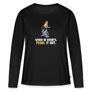 Quand il doute pédalez-le - T-shirt manches longues Premium bio Femme - noir - Devant - Julia (174cm)