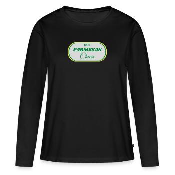 Funny Matching Parmesan Cheese Food Matching Trend - Women's Premium Organic Long Sleeve Shirt - black - Front - Julia (174cm)