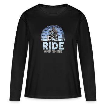 Ride And Shine - Vélos VTT Hommes Femmes - T-shirt manches longues Premium bio Femme - noir - Devant - Julia (174cm)