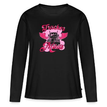 Trucker Mouse Trucking Art pour les femmes conductrices de camion - T-shirt manches longues Premium bio Femme - noir - Devant - Julia (174cm)
