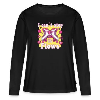 I Cant Stop It Flows Roller Skates Rollerskating - Frauen Premium Bio Langarmshirt - Schwarz - Vorne - Julia (174cm)