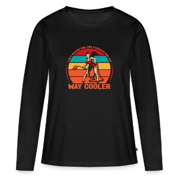 Une fille soudeuse comme une fille ordinaire mais beaucoup plus cool - T-shirt manches longues Premium bio Femme - noir - Devant - Julia (174cm)