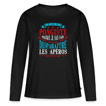 Pongiste Ping Pong Tennis De Table - T-shirt manches longues Premium bio Femme - noir - Devant - Julia (174cm)