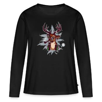 Deer smoke - T-shirt manches longues Premium bio Femme - noir - Devant - Julia (174cm)
