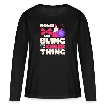 L’équipe de jeunes Cheerleader mignonne s’incline et saigne - T-shirt manches longues Premium bio Femme - noir - Devant - Julia (174cm)