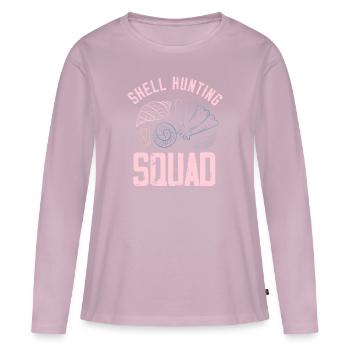 Escouade de chasse aux coquillages Design pour un amateur de bombardement - T-shirt manches longues Premium bio Femme - rose poudré - Devant - Julia (174cm)