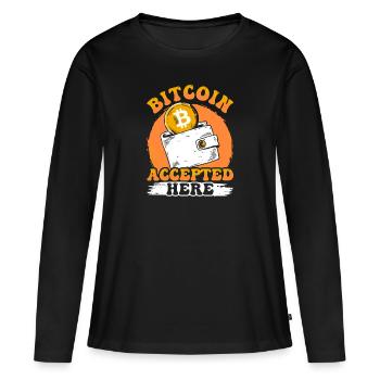 Bitcoin Accepted Here - Women's Premium Organic Long Sleeve Shirt - black - Front - Julia (174cm)