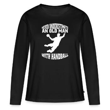 Handball Vater Handballer Papa Handballspieler Dad - Frauen Premium Bio Langarmshirt - Schwarz - Vorne - Julia (174cm)