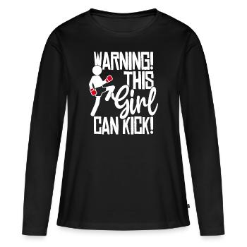 kick! Kickboxing Slogan Boxing - Women's Premium Organic Long Sleeve Shirt - black - Front - Julia (174cm)