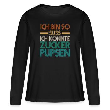 Deine Fürze stinken aber Ich liebe Dich - Frauen Premium Bio Langarmshirt - Schwarz - Vorne - Julia (174cm)