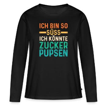 Deine Fürze stinken aber Ich liebe Dich - Frauen Premium Bio Langarmshirt - Schwarz - Vorne - Julia (174cm)