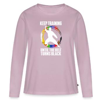 Keep Training Until The Belt Turns Black - Women's Premium Organic Long Sleeve Shirt - dusky pink - Front - Julia (174cm)