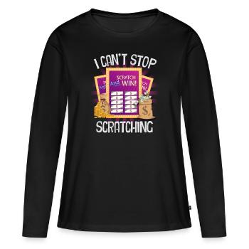 Je ne peux pas arrêter de gratter - T-shirt manches longues Premium bio Femme - noir - Devant - Julia (174cm)