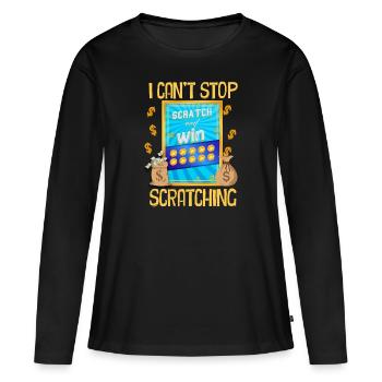 Je ne peux pas arrêter de gratter - T-shirt manches longues Premium bio Femme - noir - Devant - Julia (174cm)