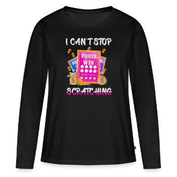 Je ne peux pas arrêter de gratter - T-shirt manches longues Premium bio Femme - noir - Devant - Julia (174cm)