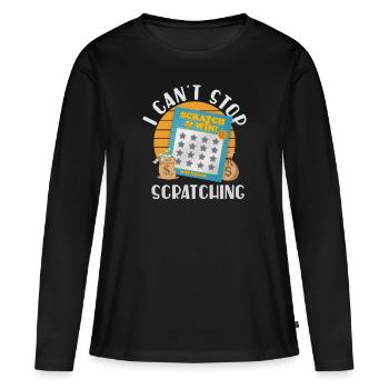 Je ne peux pas arrêter de gratter - T-shirt manches longues Premium bio Femme - noir - Devant - Julia (174cm)