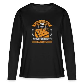 AVOIR UN RESTAURANT AUSSI JE SERS UN BARBECUE SUD-OUEST - T-shirt manches longues Premium bio Femme - noir - Devant - Julia (174cm)