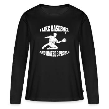 Joueur de baseball Équipe de baseball Baseballer - T-shirt manches longues Premium bio Femme - noir - Devant - Julia (174cm)