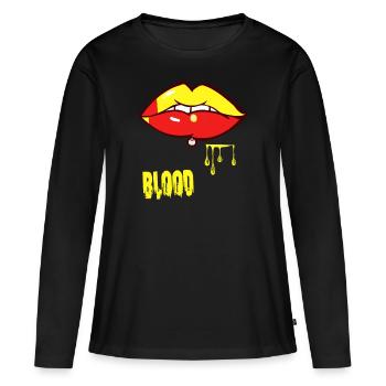 Piercing & Blut - Frauen Premium Bio Langarmshirt - Schwarz - Vorne - Julia (174cm)