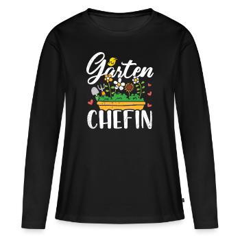 Gartenchefin Garten Chefin Gärtner Gärtnerin - Frauen Premium Bio Langarmshirt - Schwarz - Vorne - Julia (174cm)