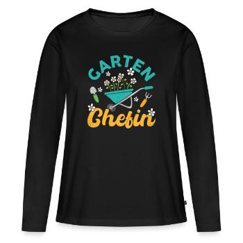 Gartenchefin Garten Chefin Gärtner Gärtnerin - Frauen Premium Bio Langarmshirt - Schwarz - Vorne - Julia (174cm)