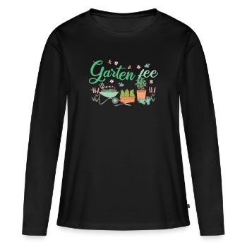 Gartenfee Garten Fee Gärtnerin Hobbygärtnerin - Frauen Premium Bio Langarmshirt - Schwarz - Vorne - Julia (174cm)