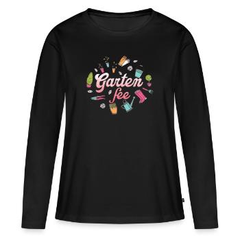 Gartenfee Garten Fee Gärtnerin Hobbygärtnerin - Frauen Premium Bio Langarmshirt - Schwarz - Vorne - Julia (174cm)