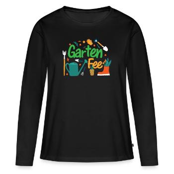 Gartenfee Garten Fee Gärtnerin Hobbygärtnerin - Frauen Premium Bio Langarmshirt - Schwarz - Vorne - Julia (174cm)