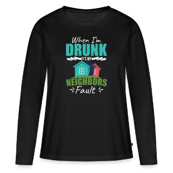 Drôle de voisin ivre Quartier - T-shirt manches longues Premium bio Femme - noir - Devant - Julia (174cm)